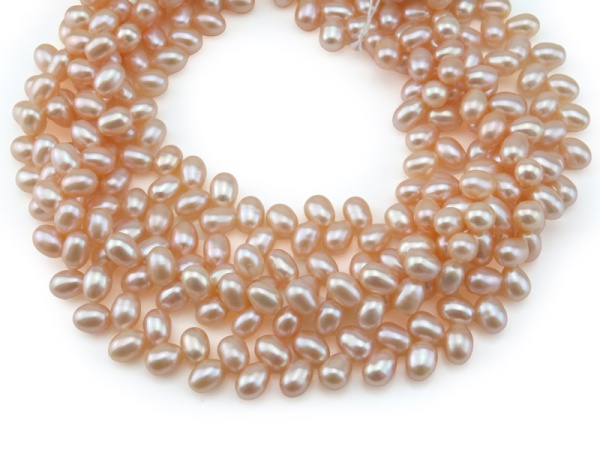 Freshwater Pearl Peach Side Drilled Drop Beads 8mm ~ 16'' Strand