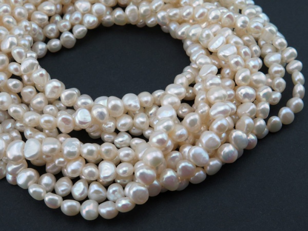 Freshwater Pearl Ivory Cross Drilled Beads 6-7mm ~ 16'' Strand