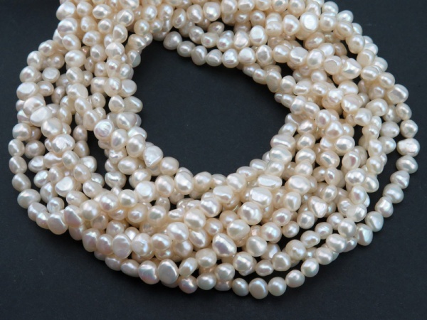 Freshwater Pearl Ivory Cross Drilled Beads 6-7mm ~ 16'' Strand