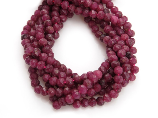 Ruby Micro-Faceted Rondelles 4mm ~ 15'' Strand