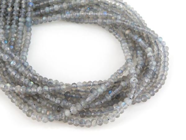 AA Labradorite Micro-Faceted Rondelles 4mm ~ 15.5'' Strand