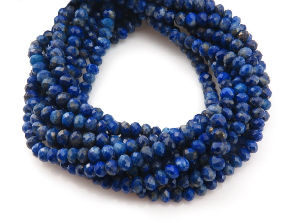 AA Lapis Lazuli Micro-Faceted Rondelles 3.5-4mm ~ 15'' Strand