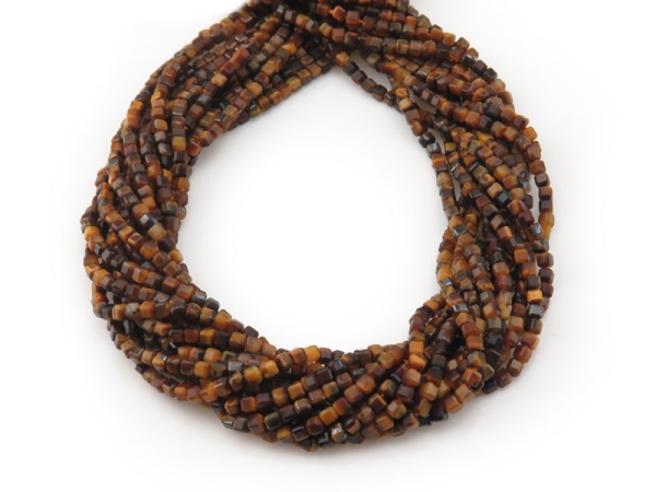 AAA Tiger's Eye Faceted Cube Beads 2.5mm ~ 15.5'' Strand