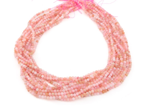 Pink Opal Micro-Faceted Round Beads 3mm ~ 15'' Strand