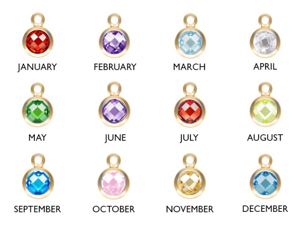 Gold Filled CZ Birthstone Charms 4mm ~ Complete Set