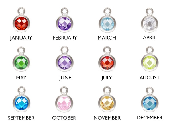 Sterling Silver CZ Birthstone Charms ~ Complete Set