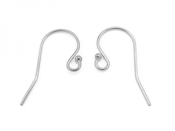 Earring Wires with Bead End Sterling Silver (Pair)