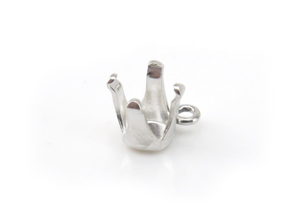 Sterling Silver Round Prong Snap Setting w/Loop 5mm