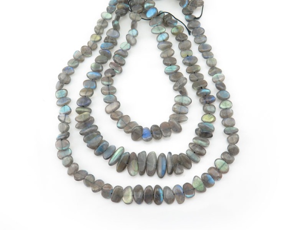 AA+ Labradorite Smooth Flat Tumble Beads 7-16mm ~ 16'' Strand