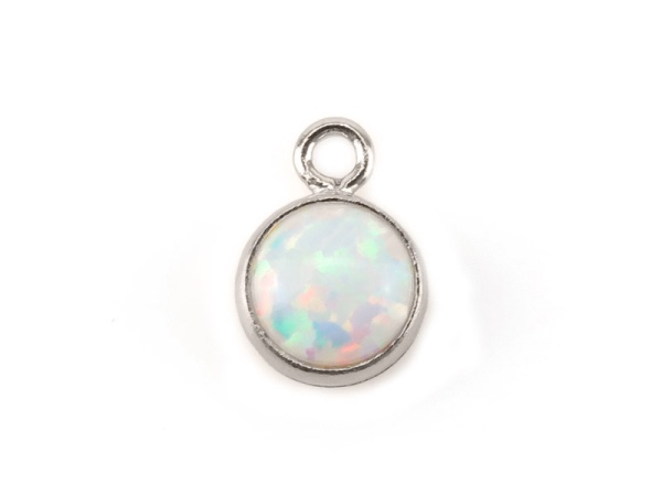 Sterling Silver Laboratory-Grown White Opal Charm 4mm