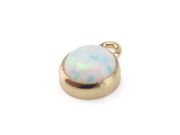 Gold Filled Laboratory-Grown White Opal Charm 4mm