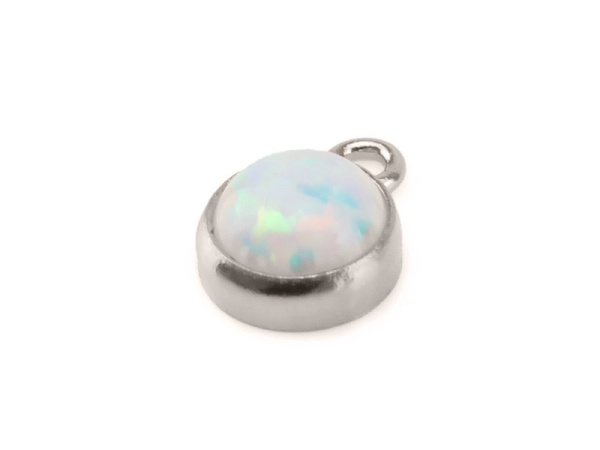 Sterling Silver Laboratory-Grown White Opal Charm 4mm