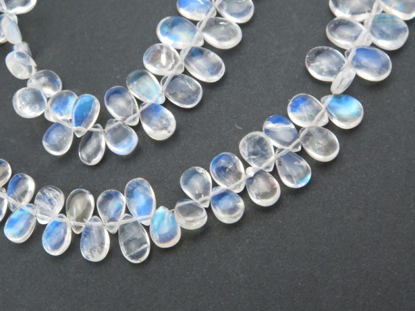 AAA Rainbow Moonstone Smooth Pear Briolettes 4-10.5mm ~ 12'' Strand