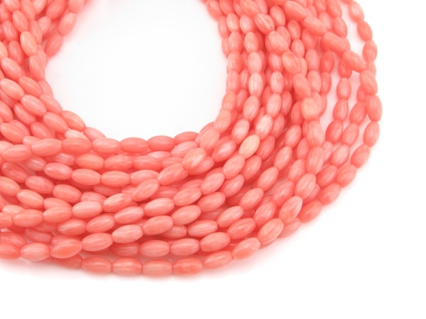 Salmon Pink Bamboo Coral Smooth Barrel Beads 6mm ~ 16'' Strand