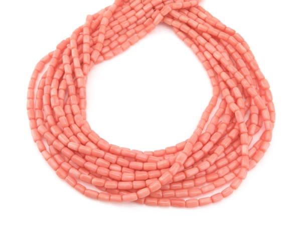 Salmon Pink Bamboo Coral Smooth Tube Beads 5.75-8.25mm ~ 16'' Strand