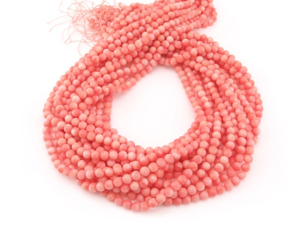 Salmon Pink Bamboo Coral Smooth Round Beads ~ Various Sizes