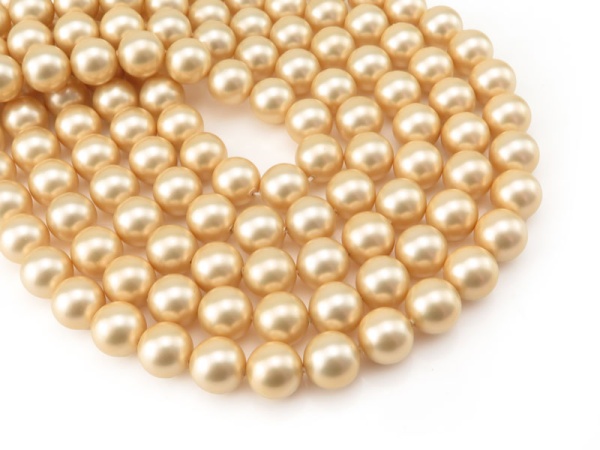 Shell Pearl Golden Round Beads 10mm