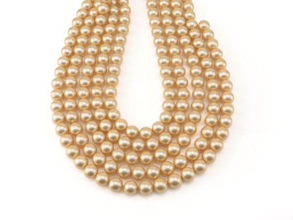 Shell Pearl Golden Round Beads 10mm