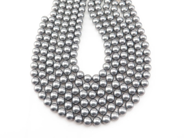 Shell Pearl Grey Round Beads ~ Various Sizes ~ 16'' Strand