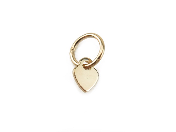 Gold Filled Heart Charm w/Ring 4mm