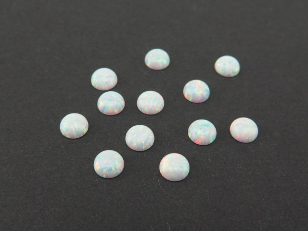 Laboratory-Grown White Opal Round Cabochon ~ Various Sizes