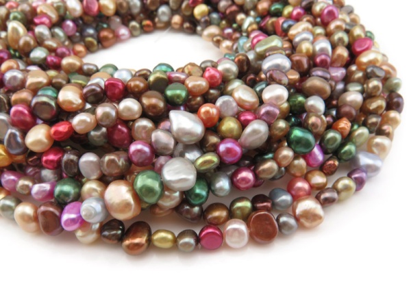 Freshwater Pearl Mixed Colour Cross Drilled Beads 4.5-7.25mm ~ 16'' Strand