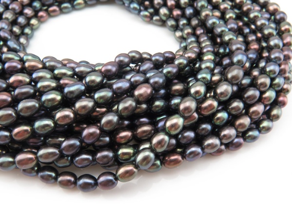 Freshwater Pearl Peacock Rice Beads 6-6.5mm ~ 16'' Strand