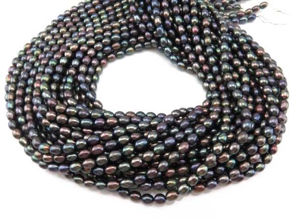 Freshwater Pearl Peacock Rice Beads 6-6.5mm ~ 16'' Strand