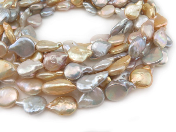 Freshwater Pearl Mixed Colour Baroque Coin Beads 18-23mm ~ 16'' Strand