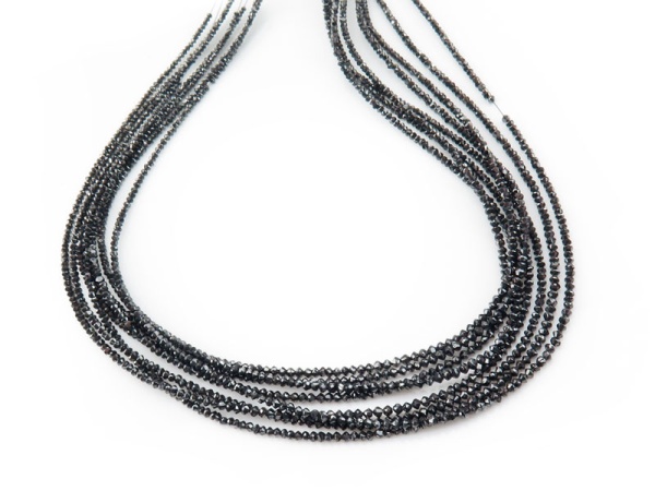 Black Diamond Faceted Rondelle Beads 1.5-2.25mm ~ 14'' Strand