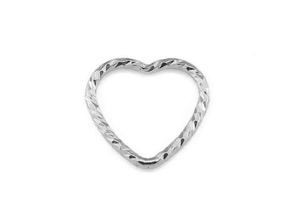 Sterling Silver Sparkle Heart Connector 10mm