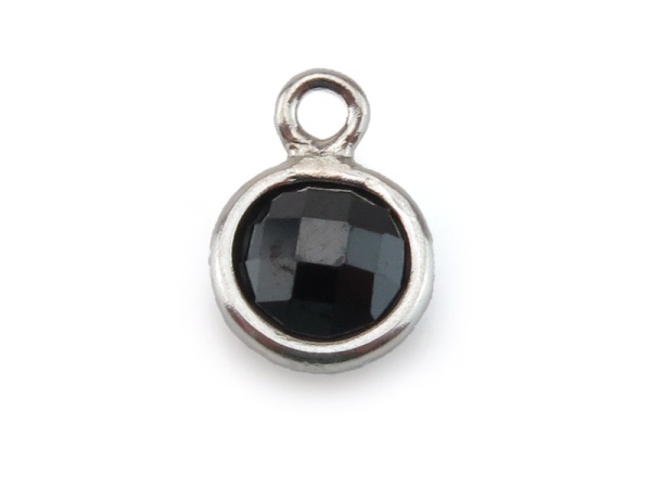 Cubic Zirconia Sterling Silver Charm ~ Black ~ 4mm