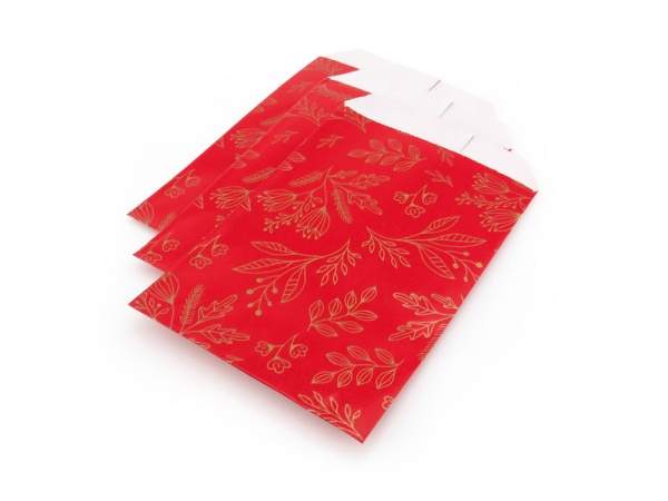 Paper Bag ~ Red/Gold Floral ~ 12cm x 7cm