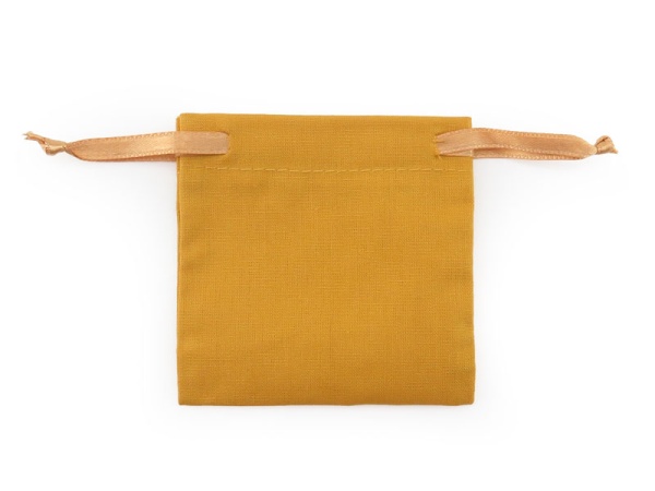 Cotton Drawstring Bag 7cm x 7cm ~ Saffron Yellow