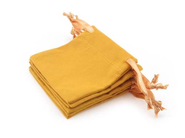 Cotton Drawstring Bag 7cm x 7cm ~ Saffron Yellow