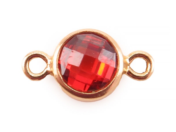 Cubic Zirconia Gold Filled Connector ~ Red Orange ~ 4mm