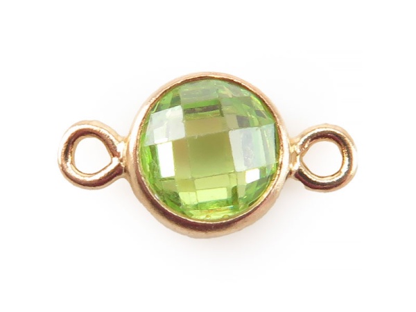 Cubic Zirconia Gold Filled Connector ~ Lime Green ~ 4mm