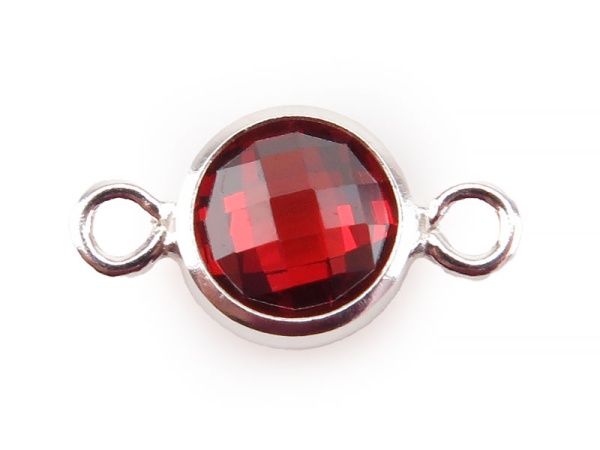 Cubic Zirconia Sterling Silver Connector ~ Red ~ 4mm