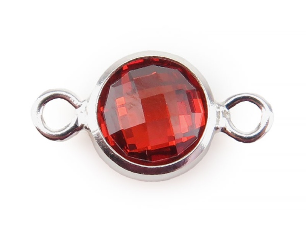 Cubic Zirconia Sterling Silver Connector ~ Red Orange ~ 4mm