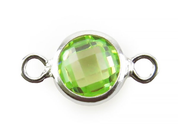 Cubic Zirconia Sterling Silver Connector ~ Lime Green ~ 4mm