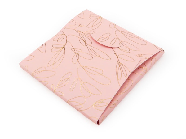 Fold Over Card Jewellery Pouch ~ Pink/Gold