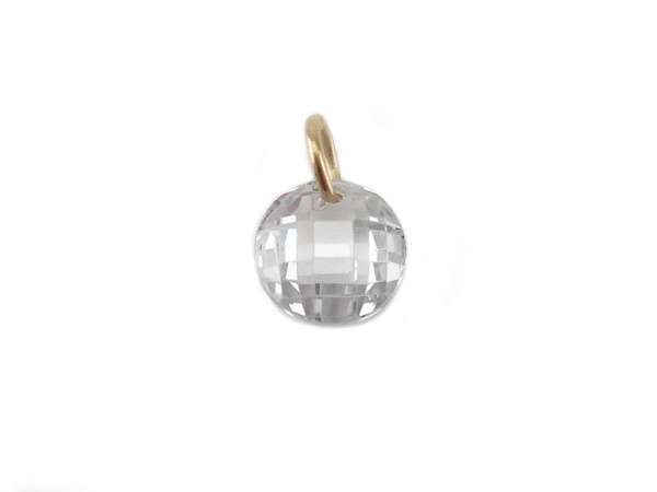 Gold Plated Silver Cubic Zirconia Coin Charm 6mm