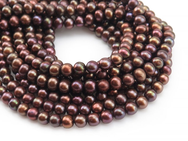 Freshwater Pearl Dark Bronze Potato Beads 6mm ~ 16'' Strand