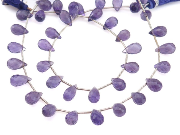 AAA Amethyst Micro-Faceted Teardrop Briolettes 10-11mm ~ 8'' Strand