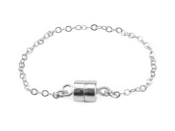 Sterling Silver Magnetic Clasp with Safety Chain 70mm