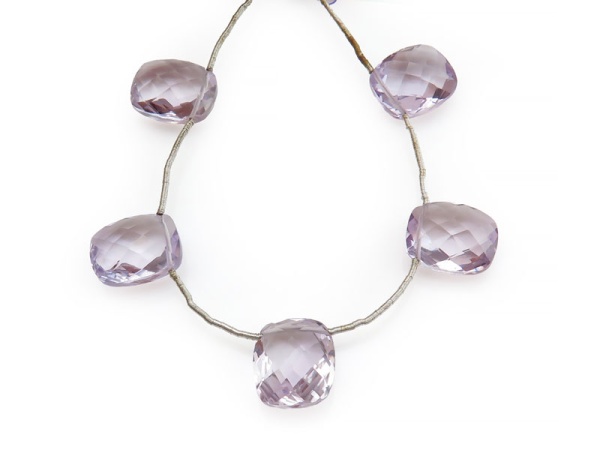 AAA Pink Amethyst Micro-Faceted Cushion Briolettes 14mm (5)