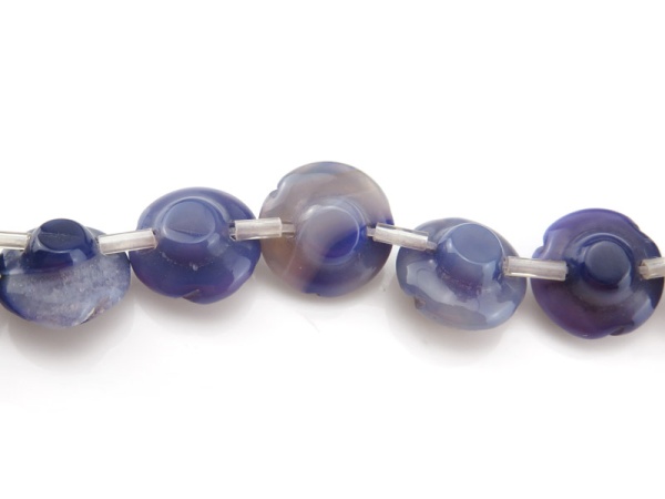 Purple Banded Agate Carved Flower Beads 12-12.5mm ~ 15'' Strand