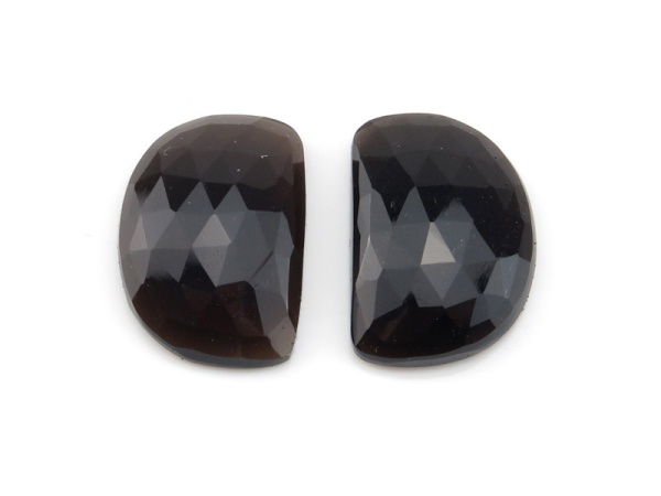 Smoky Quartz Rose Cut Slice 21mm ~ PAIR