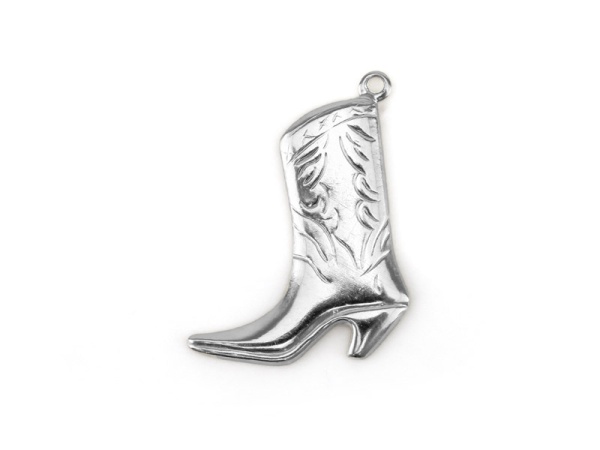 Sterling Silver Cowgirl Boot Pendant 20mm