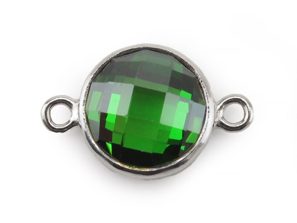 Cubic Zirconia Sterling Silver Connector ~ Green ~ 6mm